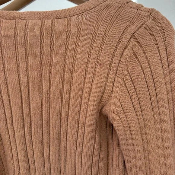 Tan Ribbed Cropped Cardigan Hollister - Picture 4 of 5